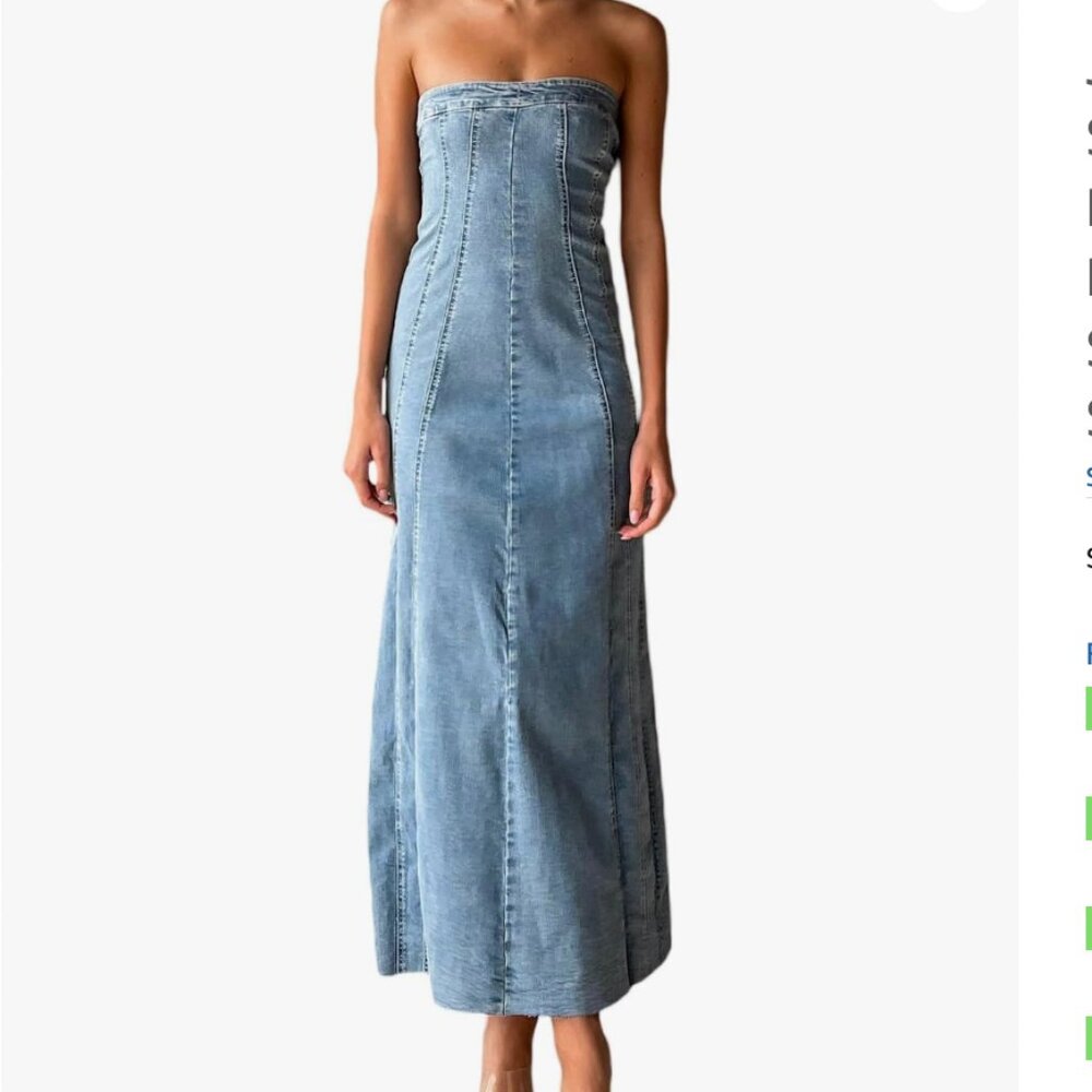 Strapless Denim Maxi Dress 🤩 stunning